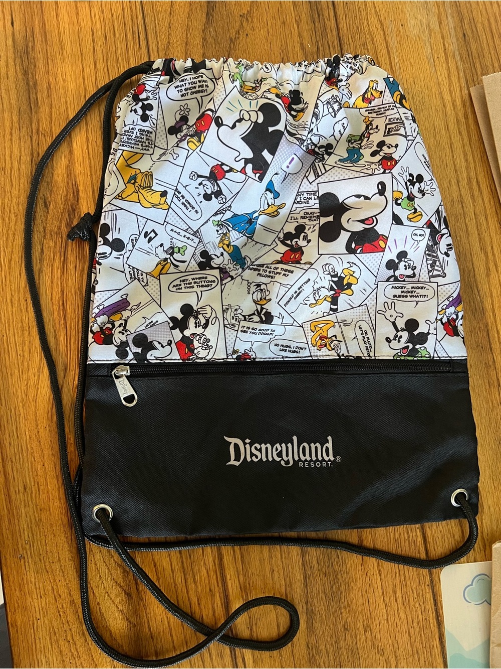 Disneyland Mickey Comic Print Drawstring Backpack - Black & White